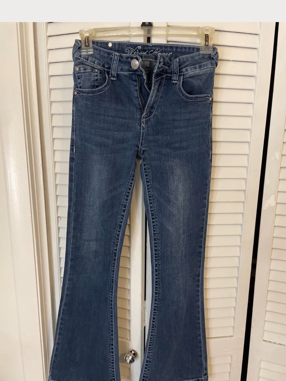 Kids' Dark Blue Flare Jeans, Stretch Denim
